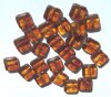 25 9mm Flat Square Transparent Topaz Amber Marble